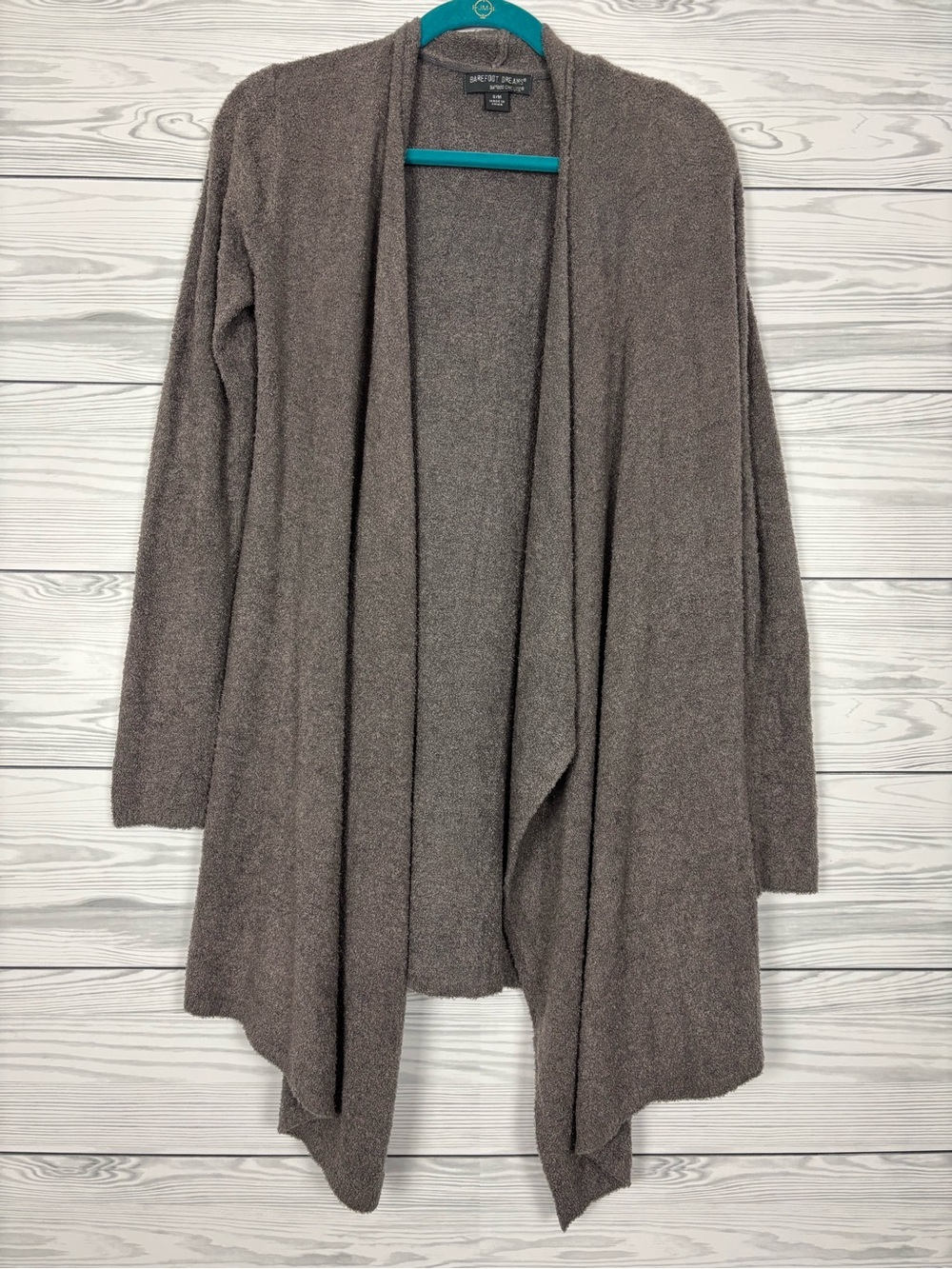 Barefoot Dreams Bamboo chic lite gray/purple cardigan sweater size small/medium